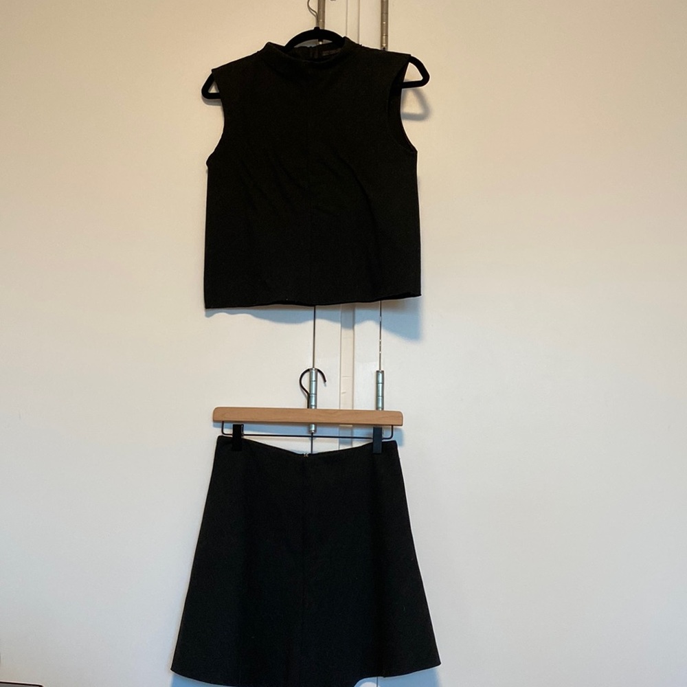 Dark Gray Top & Skirt Set